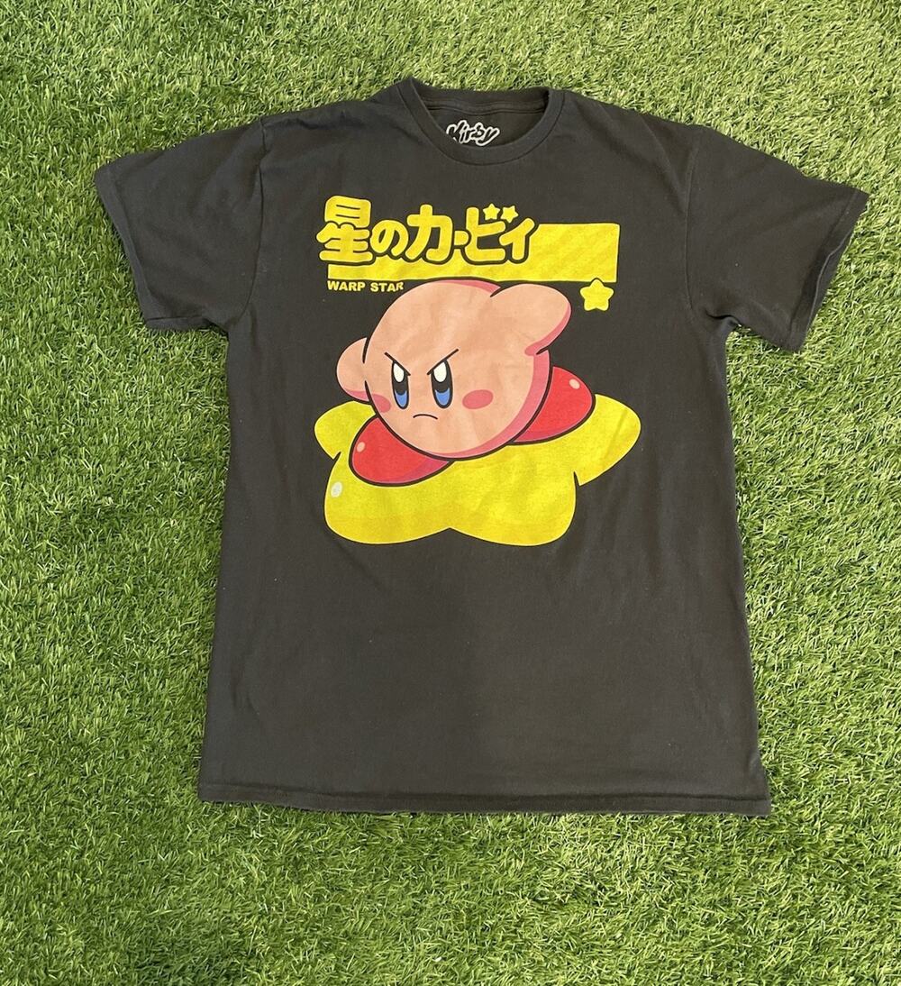 Kirby Warp Star Japanese Black T-Shirt Nintendo Licensed M